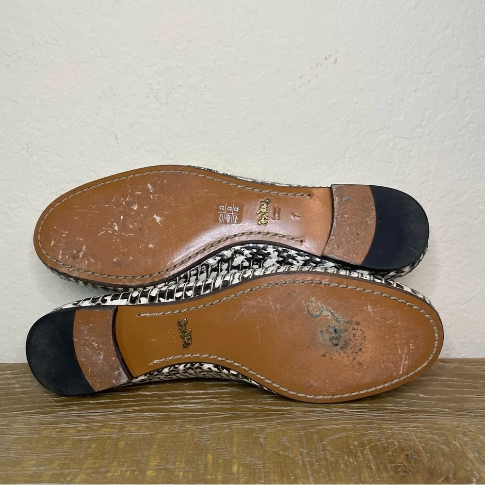 Coach Lola Ballet Black and White Snakeskin Flats Size 7